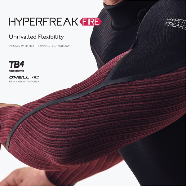 2025 O'Neill Da Uomo Hyperfreak Fire 4/3mm Chest Zip Muta 5512 - Black